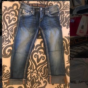 Rock Revivals Crop Jeans Capris Denim Pants Cuffed